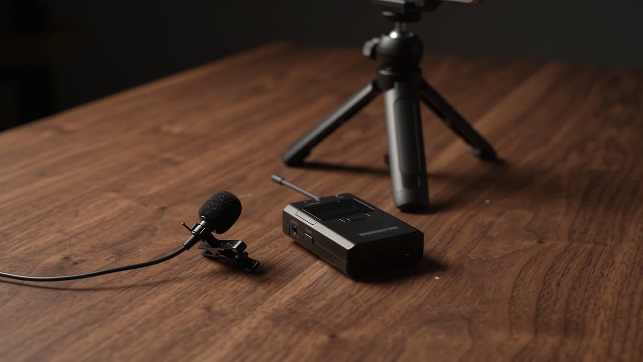 Still frame from Lavalier & Wireless Mic Review, On the Desk